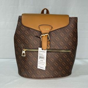 NWT - LOUME Brown Backpack Purse / Bag with Magnetic Clasp